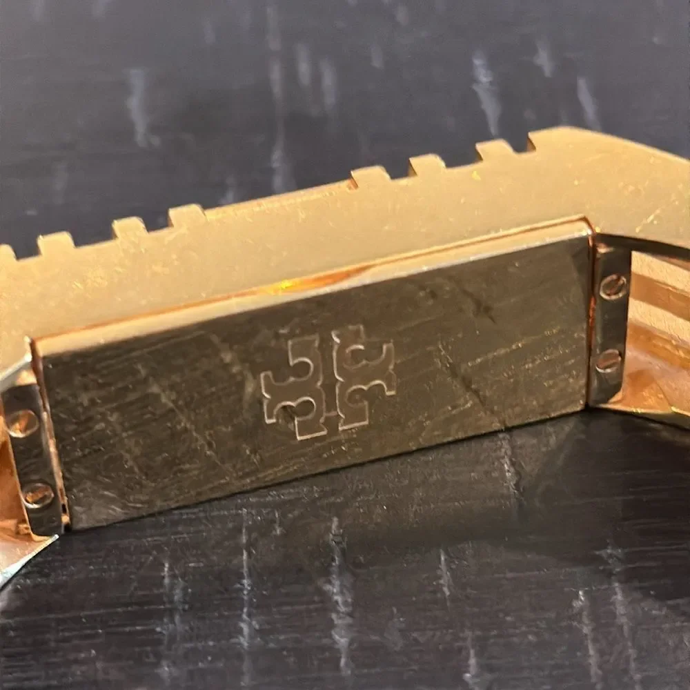 Tory Burch Gold Tone Fitbit Metal Bracelet Geometric Keeper Holder